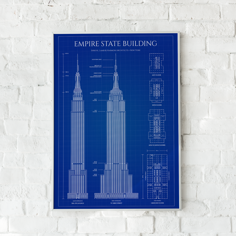 Empire State Building Blueprint Poster