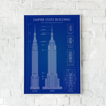 Empire State Building Blueprint Poster