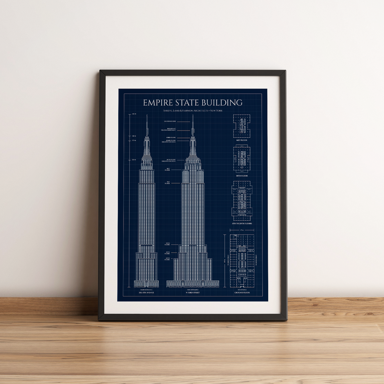 Empire State Building Blueprint Poster