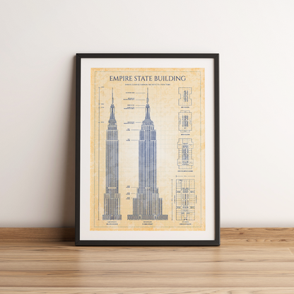 Empire State Building Blueprint Poster