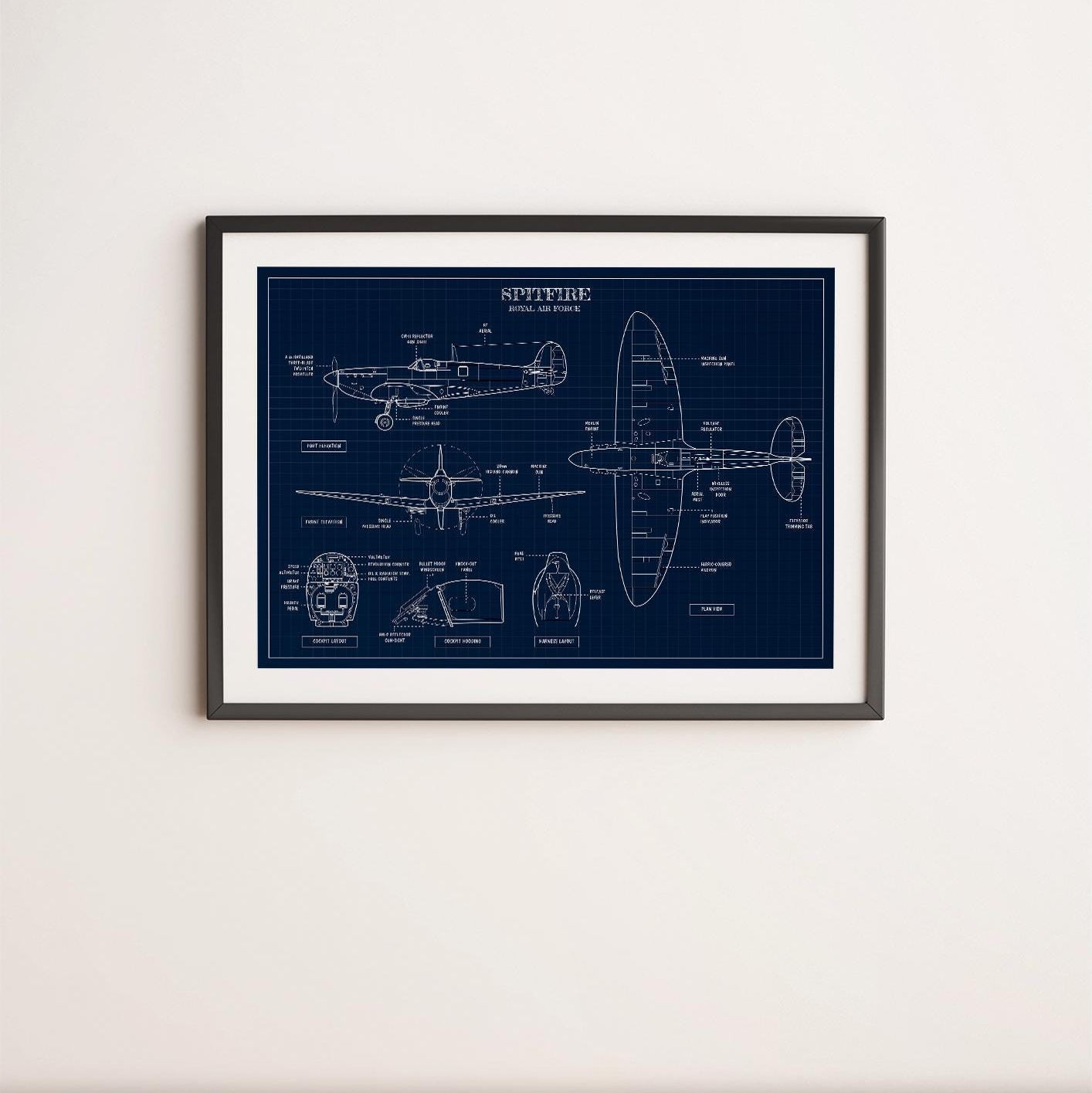 Spitfire Blueprint Poster